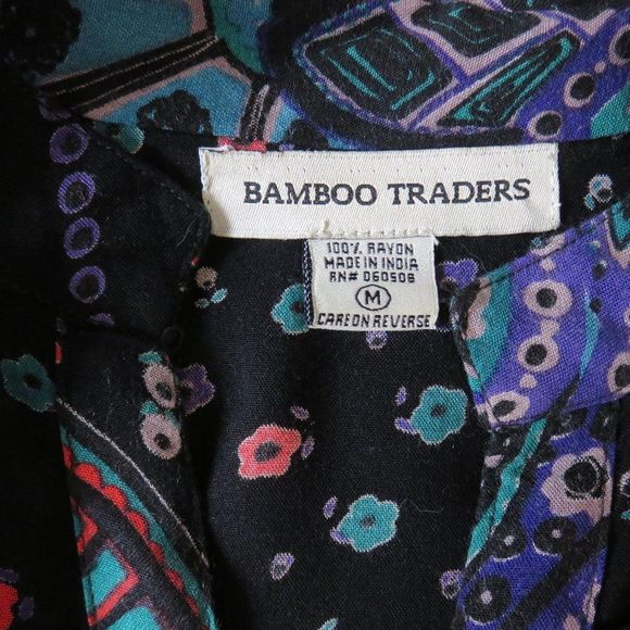 Multi Color Tunic Black Tunic Blouse with Colorful Print - Picture 6 of 11